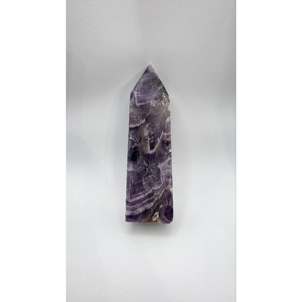 Purple Chevron Amethyst Crystal Tower Point Polished Obelisk